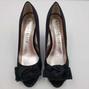 White House Black Market Rachel Black Satin Heels
